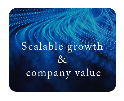 Abstract background in blue with the words scalable growth & company value